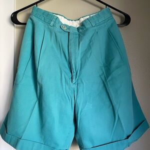 Lands' End Teal High-Waisted Shorts